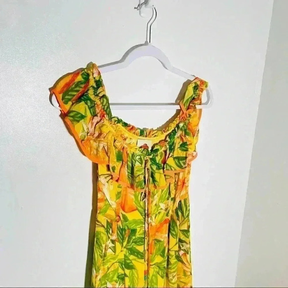 NWT FARM Rio Tangerines Off Shoulder Midi Dress - Picture 3 of 12